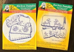 2 Aunt Martha’s Hot Iron Transfers 3111 Floral, 3029 Pillowcase Motifs Crafting